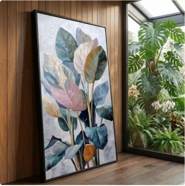Картина Абстракция ботаническая 4. на подрамнике theBaiss.com 80x120 см