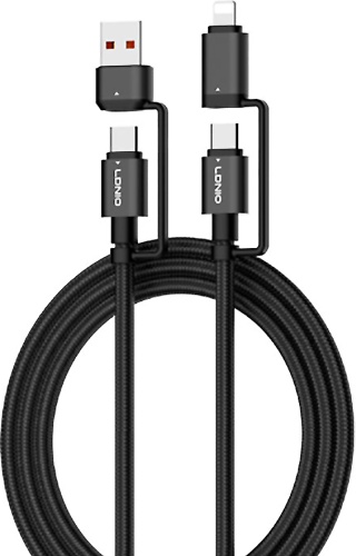 Кабель LDNIO USB 3.0 (M), USB TypeC (M), Lightning (M), 1.2 м, LC16 черный