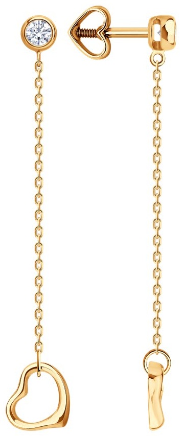 Серьги-цепочки SOKOLOV EAR-SO-585-987310 вес 1.3 г золото, фианит