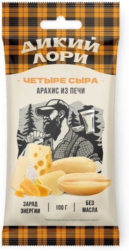 Дикий Лори арахис жареный, в обсыпке, без масла Четыре сыра 100 г