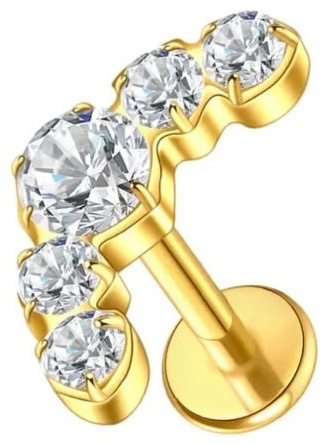 Лабрет CREO jewelry титановый сплав, цирконий, 1.2*8мм