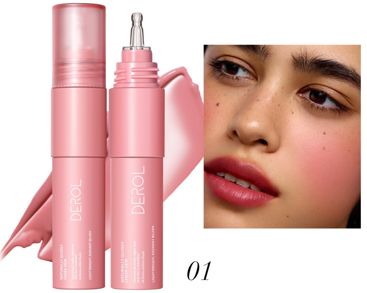 DEROL Dew Squeeze Blush Liquid румяна 01 Muted plum — нежный холодный розовый с легким сиреневым подтоном