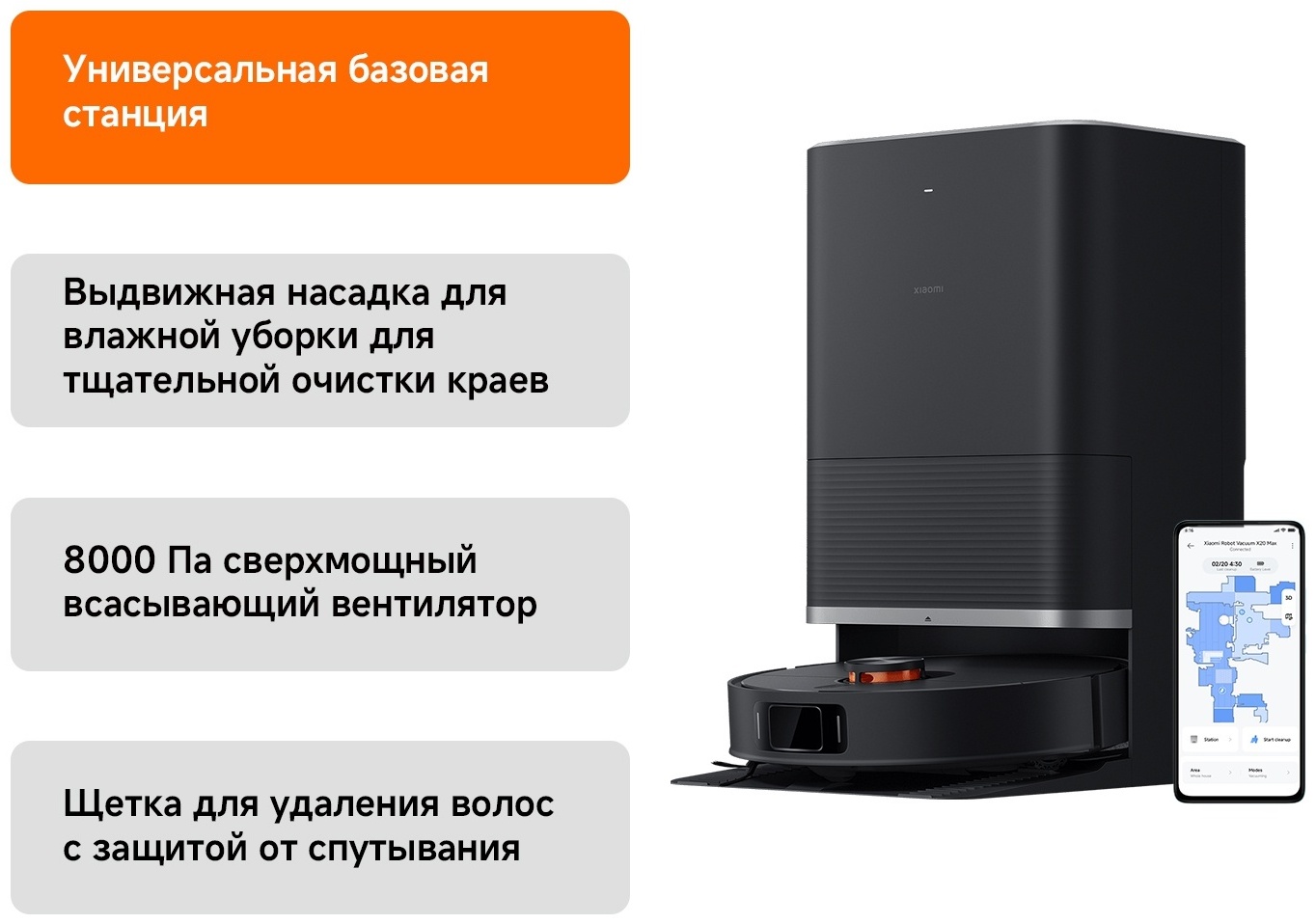 Робот-пылесос Xiaomi Robot Vacuum X20 Max D109GL черный