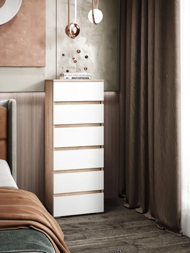 Комод ADKmebel Olterino13, 40.4x32.4x103.7 см, белый, бежевый