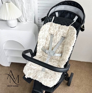 Матрас для коляски, для автокресла AM MUN HOME бежевый, мультиколор, 1 шт