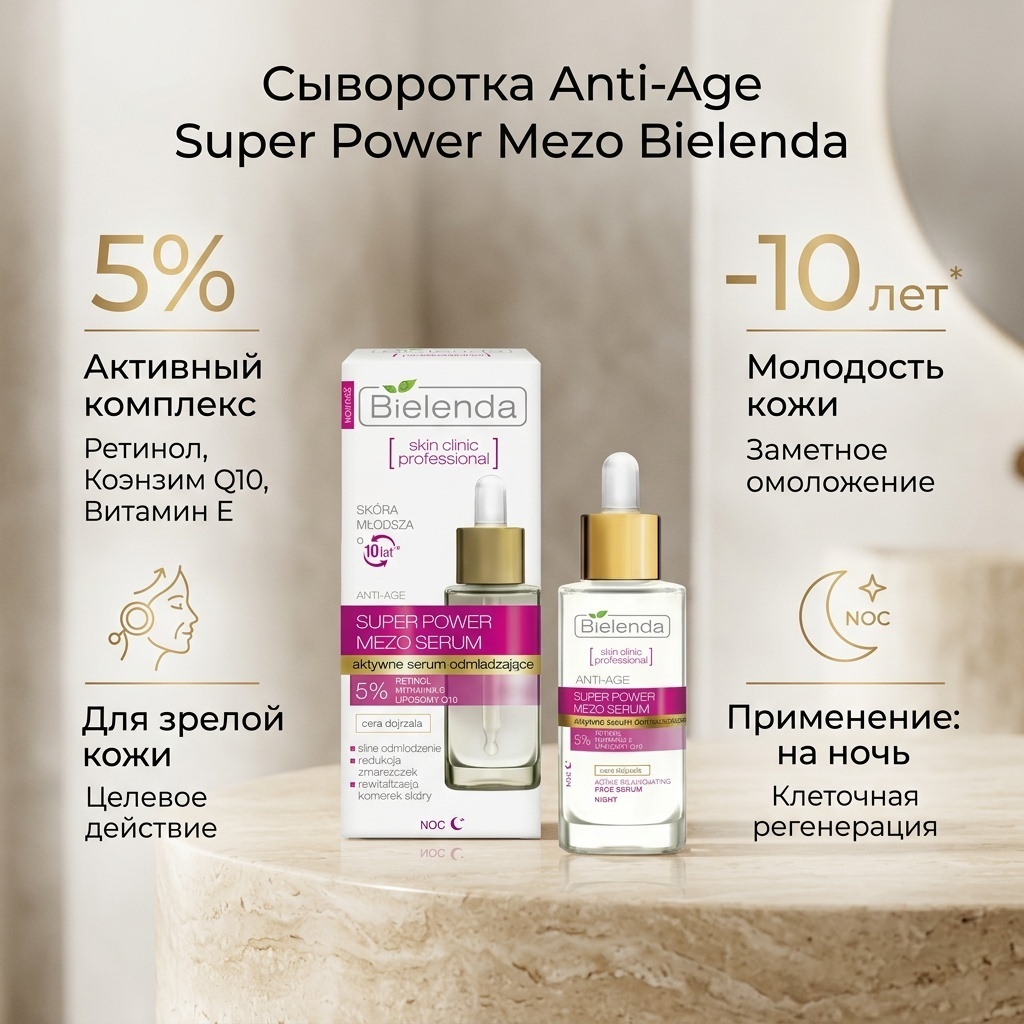 Bielenda сыворотка Anti-Age Super Power Mezo для лица 30 мл