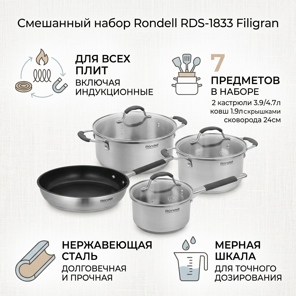 Смешанный набор Rondell Filigran 7 в 1