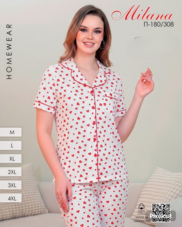 Пижама Milana белый, красный