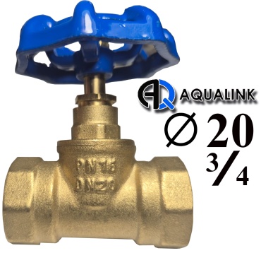 Запорный клапан сальниковый прямой Aqualink Запорный клапан (вентиль) 20 3/4" СИНИЙ DN20