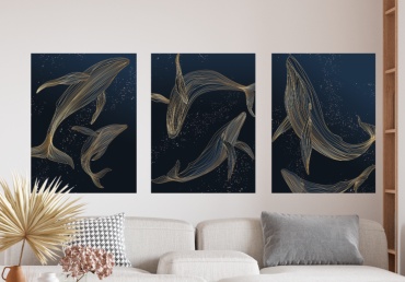 Room Art KZ модульная картина Звездный кит 200x100 см
