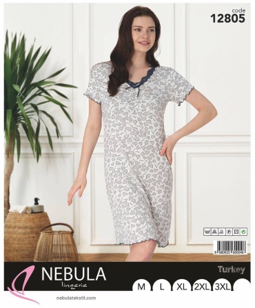 Ночная сорочка Nebula Lingerie серый, белый