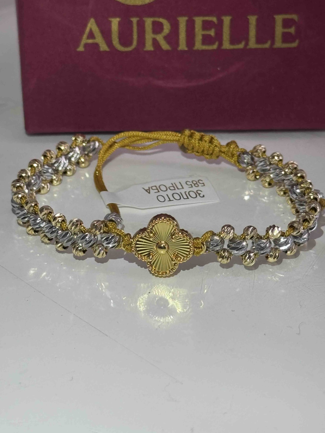 Aurielle Gold Clover длина 26 см, вес 0.5 г сплав покрытый золотом 24К, плетение отсутствует