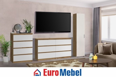Комплект для гостиной Euromebel Денвер, 00061957 белый, коричневый