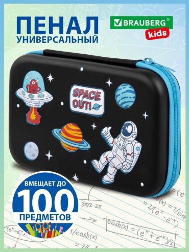 Пенал Brauberg 386672538, застежка молния, черный