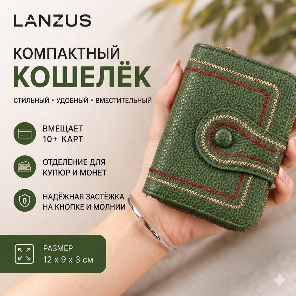 Кошелек LANZUS искусственная кожа зеленый