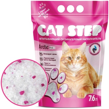 CAT STEP Arctic Pink силикагелевый впитывающий 7.6 л