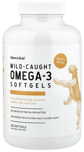 Chew + Heal, омега-3 дикого улова, для собак и кошек, 180 мягких таблеток
