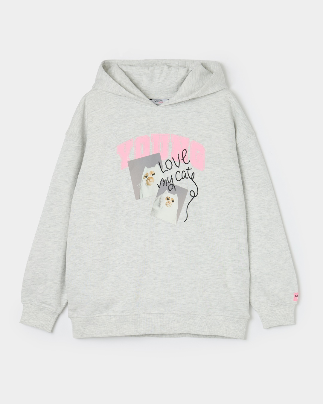 Худи Futurino Love my cat серый