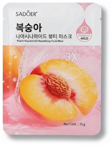 Маска для лица SADOER тканевая Peach Niacinamide Skin-Beautifying Facial Mask - с персиком и ниацинамидом 1 шт