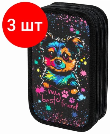 Пенал ЮНЛАНДИЯ 393334937, застежка молния, черный