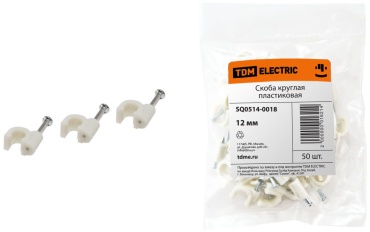 TDM ELECTRIC скоба крепежная 12 мм пластик, 50 шт