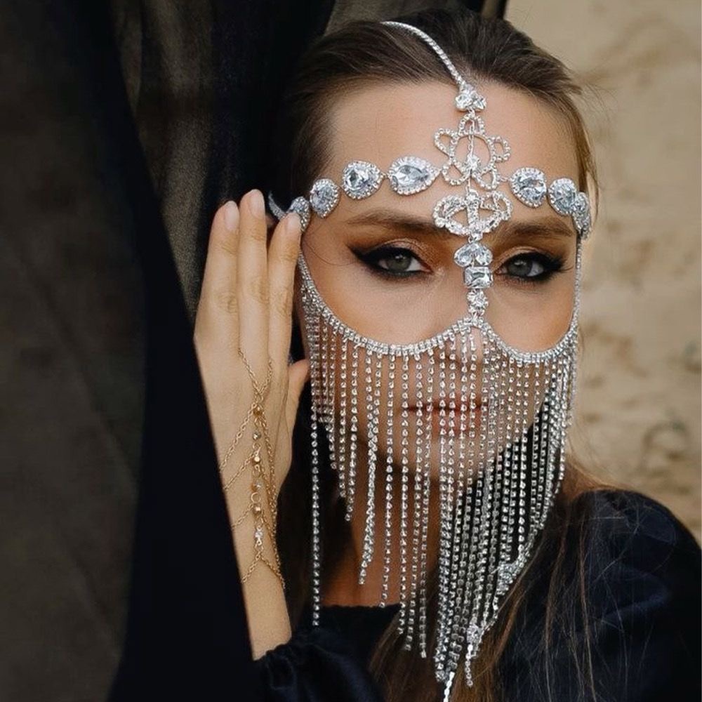 Украшение на лицо бижутерный сплав, нержавеющая сталь, кристаллы Swarovski