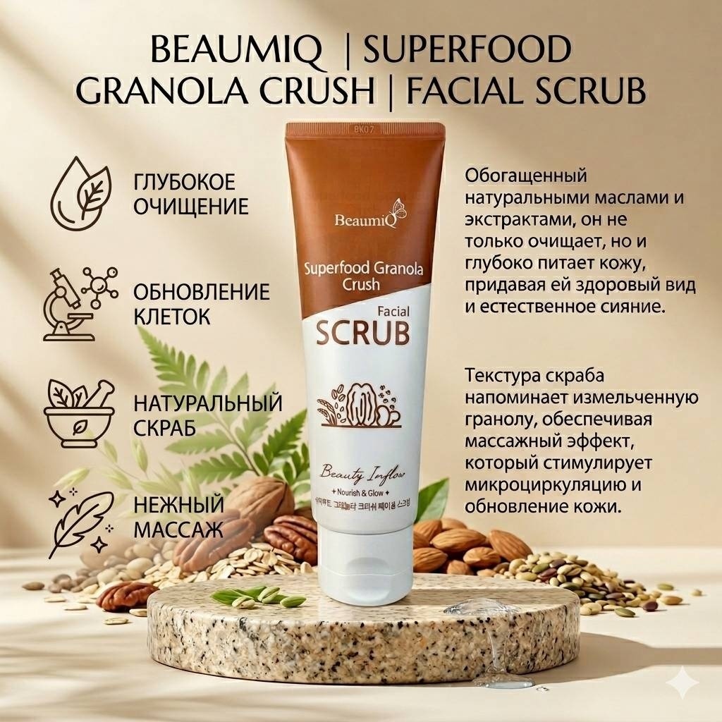 BEAUMIQ скраб Superfood Granola Crush 120 мл