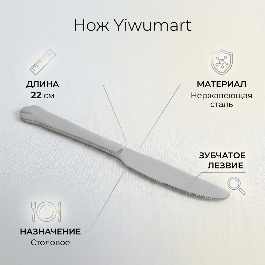 Нож Yiwumart 1 шт, серебристый 9300973