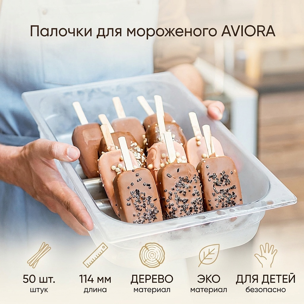 AVIORA палочки для мороженого 491-040 бежевый 50 шт