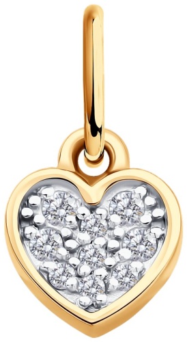 Подвеска Diamant Сердце / сердечко, алтын, подарок жене, девушке, дочке, маме вес 0.52 г золото, фианит
