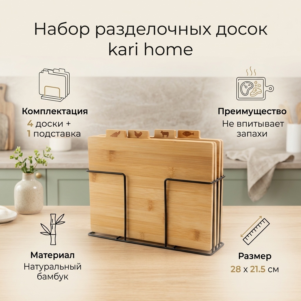 LUCCI разделочная доска kari home 1 шт, бамбук, бук