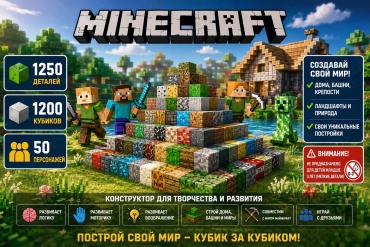 Конструктор Qtech Minecraft, деталей 1250 шт