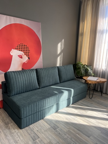 Бескаркасный диван PRESTIGE MEBEL Foam, 200х90 см, обивка велюр, зеленый