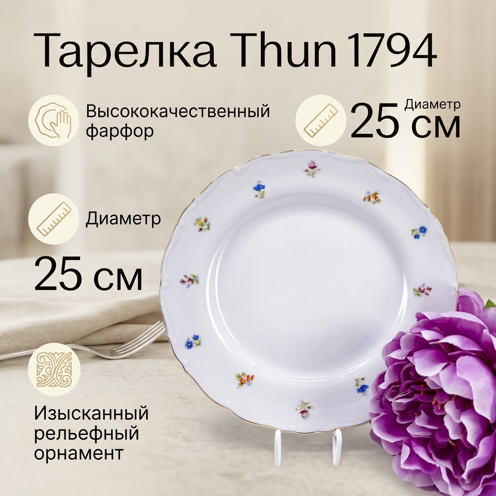 Тарелка Thun 1794 25 см, 6 шт, фарфор