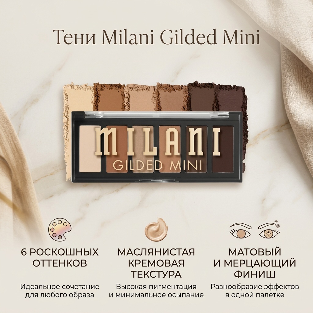 Milani Cosmetics тени прессованные Gilded Mini 110 Whiskey Business