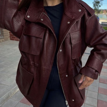 Кожаная куртка ModaFurs бордовый