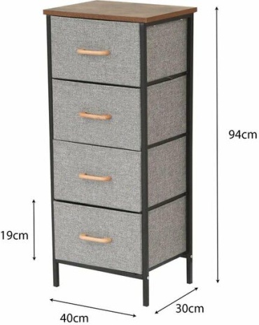 Комод RK-803, 40x30x94 см, серый, коричневый