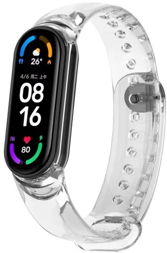 Ремешок MindStore для Xiaomi Mi Band 5, Mi Band 6, Mi Band 7 прозрачный-фиолетовый