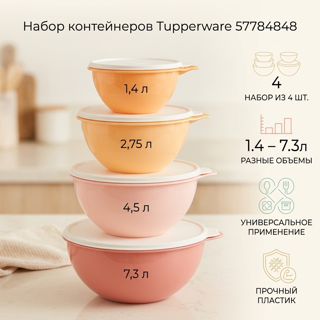 Tupperware набор контейнеров 57784848, пластик