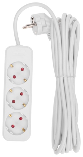 Удлинитель REXANT Удлинитель STANDARD 3 гнезда, 5м, 3х1,0мм², с/з, белый 5 м