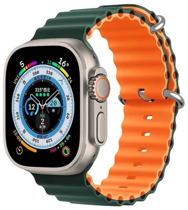 Ремешок BOGEMA для Apple Watch Series 4, Watch Series 5, Watch Series 6, Watch Series 7, Watch Series 8, Watch SE, Watch SE 2nd Gen, Watch SE 3, Watch Series 9 зелено-оранжевый