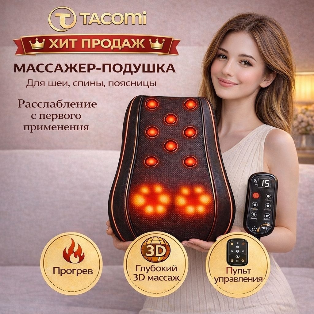 Массажер Tacomi TCM-02 подушка 3D-массаж