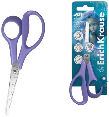 Ножницы канцелярские ErichKrause JOY Ergo Aquamarine 65593, 14 см, сиреневый
