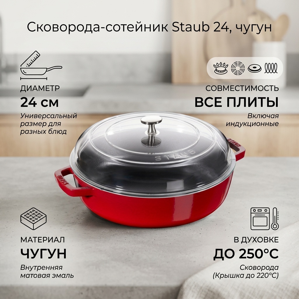 Сотейник Staub 24 см , чугун
