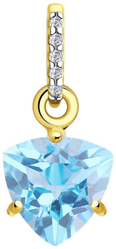 Подвеска Diamant 53-330-00291-1 вес 0.76 г золото, топаз