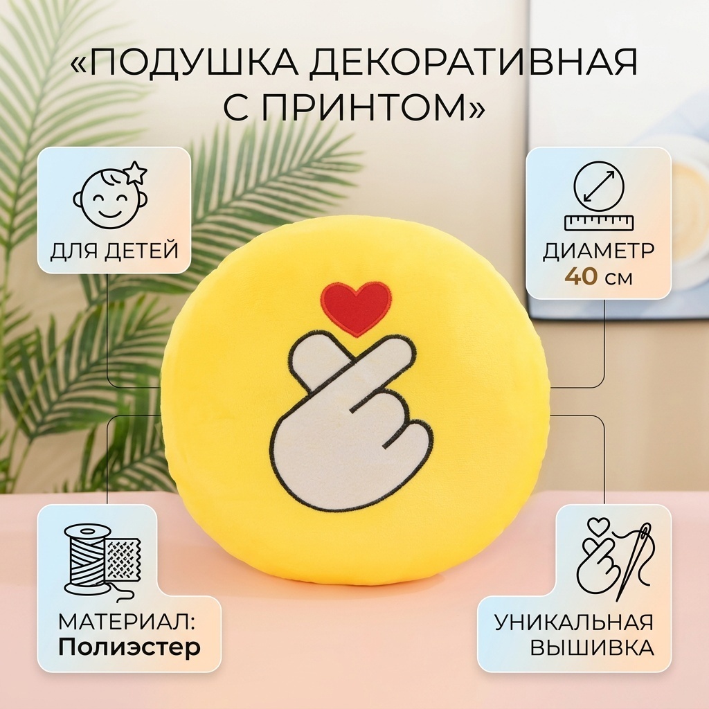 Подушка декоративная 40x40 см, подушка для детей
