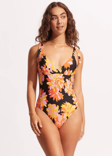 Купальник слитный SEAFOLLY черный, мультиколор