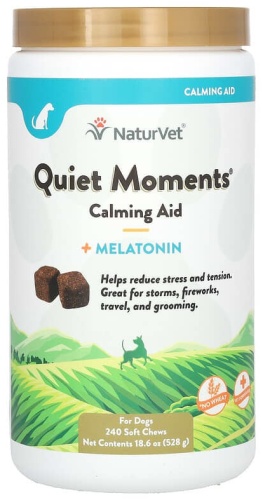 NaturVet Quiet Moments добавка в корм, успокаивающее средство + мелатонин для собак 20 таблеток