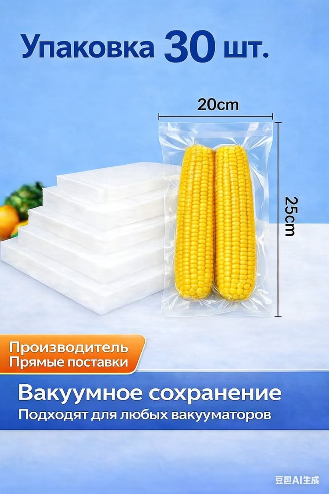 Пакет 4451517 для замораживания, для фруктов и овощей, для хранения продуктов