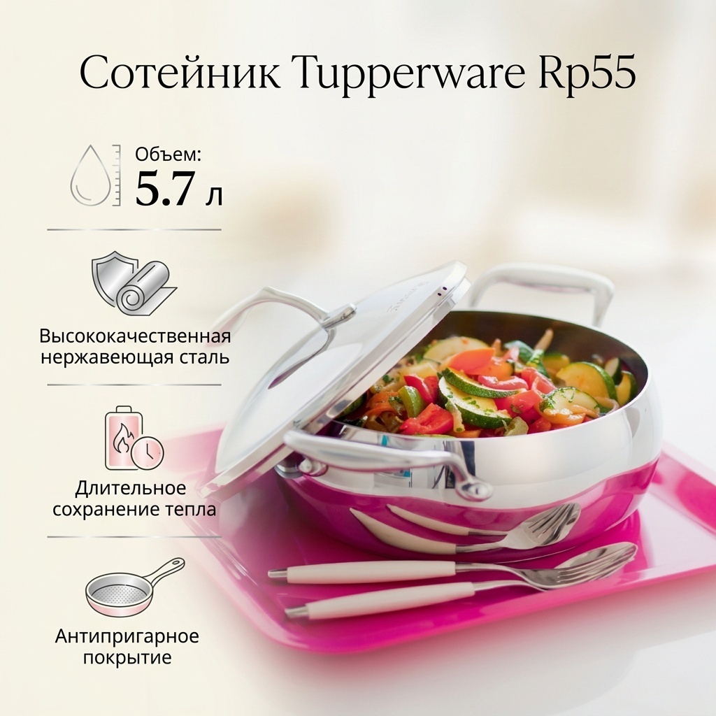 Сотейник 5.7 л, Tupperware Rp55 нержавеющая сталь